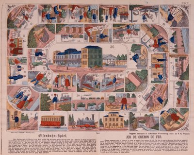 Dampfzugspiel, Bildbogen veröffentlicht von Ackermann, Wissembourg, ca. 1860 von F. C. Wentzel